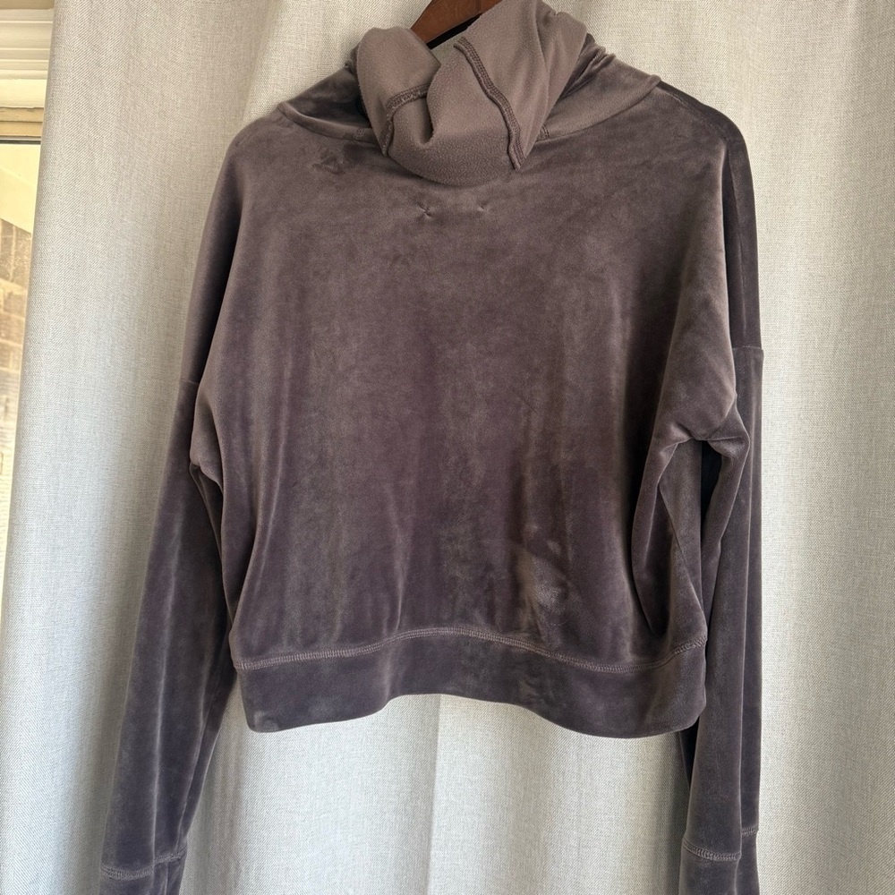 Offline By Aerie After Party Velour Brown Cropped Hoodie Lounge Wear Size Small - Picture 4 of 5